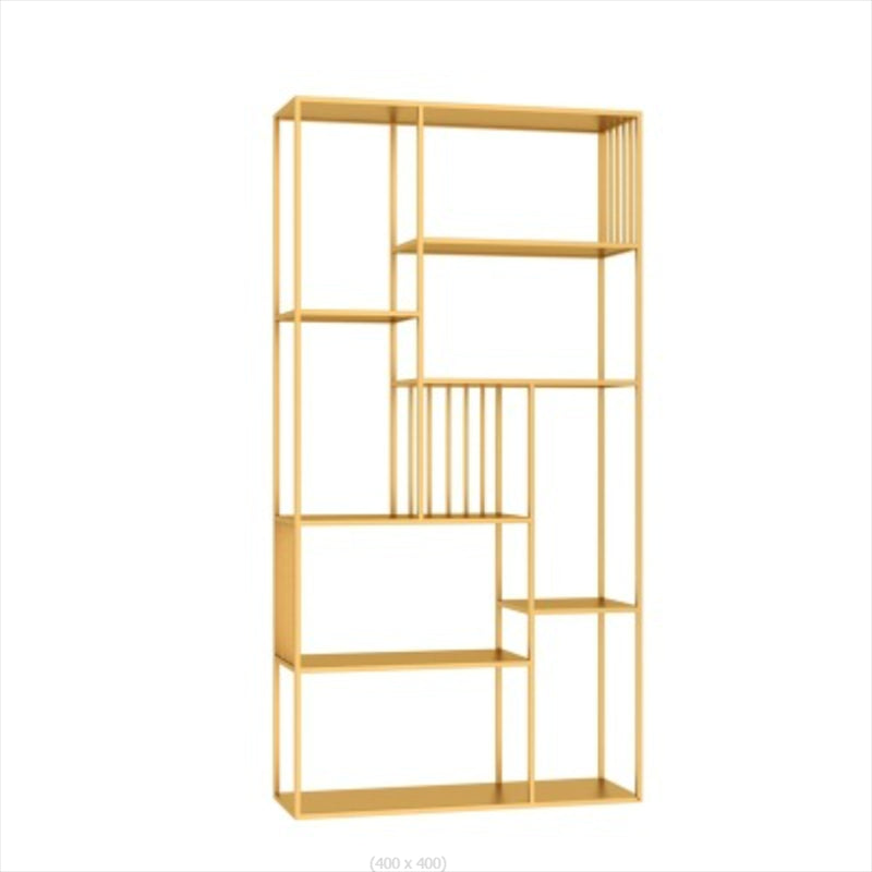 Contemporary Metal Bookshelf Etagere Shelf Bookcase for Study Room 11.8" W 35.4"L x 11.8"W x 70.9"H Gold Clearhalo 'Bookcases' 'furn' 'furn_bookcases' 'Furniture' 'Office Furniture' 6173441