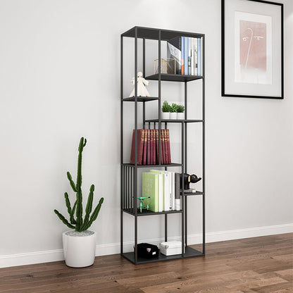 Contemporary Metal Bookshelf Etagere Shelf Bookcase for Study Room 11.8" W 23.6"L x 11.8"W x 70.9"H Black Clearhalo 'Bookcases' 'furn' 'furn_bookcases' 'Furniture' 'Office Furniture' 6173449