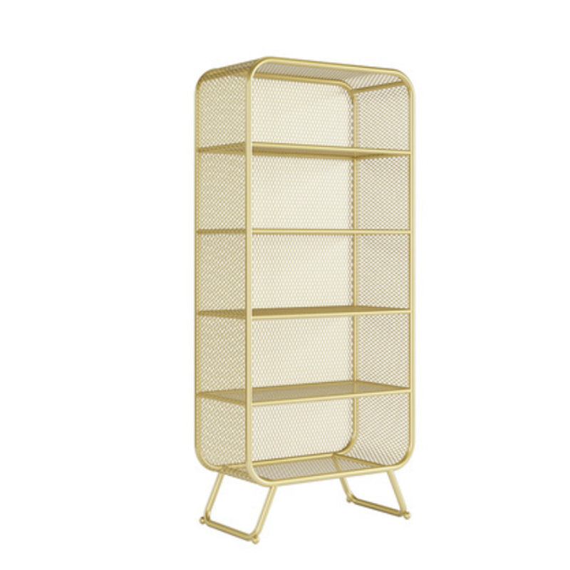 Contemporary Standard Metal Bookcase Closed Back Bookshelf with Rectangular Shelves 31"L x 16"W x 71"H Gold Clearhalo 'Bookcases' 'furn' 'furn_bookcases' 'Furniture' 'Office Furniture' 6173454