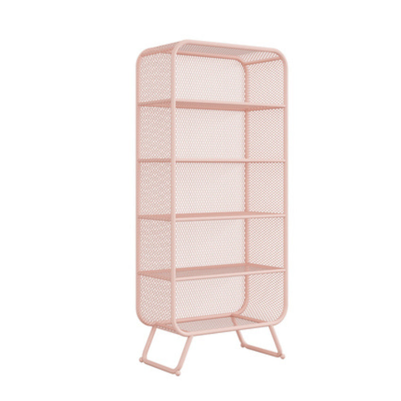 Contemporary Standard Metal Bookcase Closed Back Bookshelf with Rectangular Shelves 31"L x 16"W x 71"H Pink Clearhalo 'Bookcases' 'furn' 'furn_bookcases' 'Furniture' 'Office Furniture' 6173458