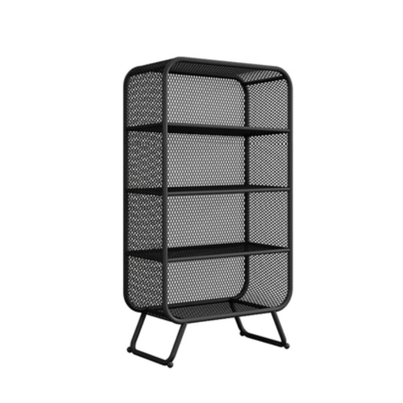 Contemporary Standard Metal Bookcase Closed Back Bookshelf with Rectangular Shelves 23.6"L x 11.8"W x 59.1"H Black Clearhalo 'Bookcases' 'furn' 'furn_bookcases' 'Furniture' 'Office Furniture' 6173463