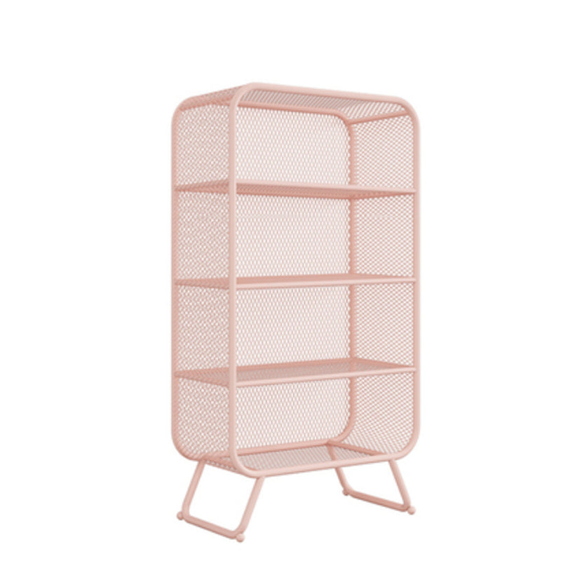 Contemporary Standard Metal Bookcase Closed Back Bookshelf with Rectangular Shelves 23.6"L x 11.8"W x 59.1"H Pink Clearhalo 'Bookcases' 'furn' 'furn_bookcases' 'Furniture' 'Office Furniture' 6173465