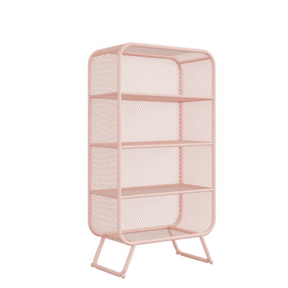 Contemporary Standard Metal Bookcase Closed Back Bookshelf with Rectangular Shelves 23.6"L x 11.8"W x 59.1"H Pink Clearhalo 'Bookcases' 'furn' 'furn_bookcases' 'Furniture' 'Office Furniture' 6173465