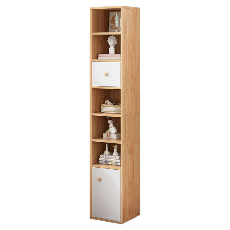 Modern Standard Bookshelf Wood Engineered Bookcase with Rectangular Shelves 12.9"L x 11.8"W x 70.9"H Natural 1 Clearhalo 'Bookcases' 'furn' 'furn_bookcases' 'Furniture' 'Office Furniture' 6173582