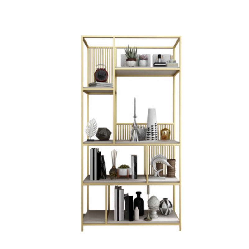 Metal and Wooden Bookshelf Vertical Open Etagere Bookcase with 5 Shelves