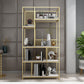 Metal and Wooden Bookshelf Vertical Open Etagere Bookcase with 5 Shelves