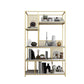 Metal and Wooden Bookshelf Vertical Open Etagere Bookcase with 5 Shelves
