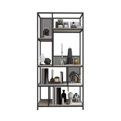 Metal and Wooden Bookshelf Vertical Open Etagere Bookcase with 5 Shelves