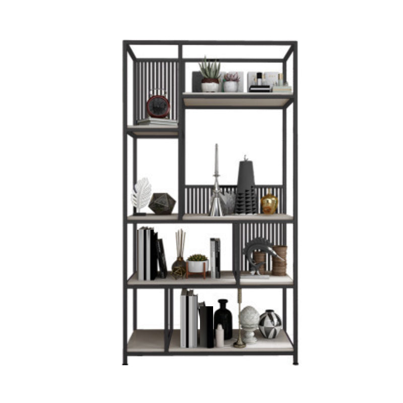 Metal and Wooden Bookshelf Vertical Open Etagere Bookcase with 5 Shelves