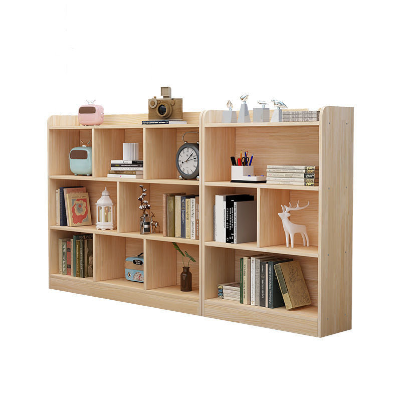 Modern Brown Shelf Bookcase Closed Back Wooden Book Shelf for Study Room