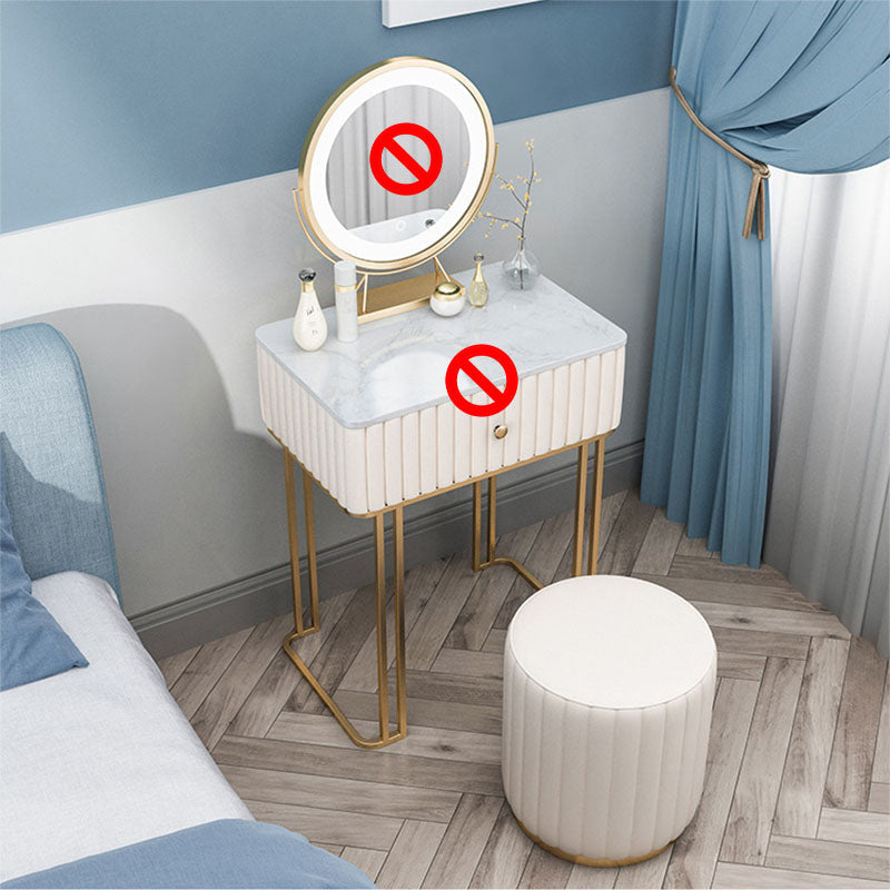 Contemporary Makeup Counter 1 Drawer Slate Top Dressing Table