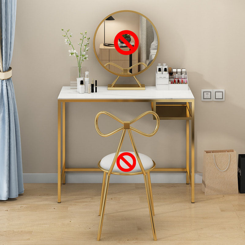 Glam Metall Waschtisch Make -up -Tisch Set Slate Top Waschtisch Schminktisch