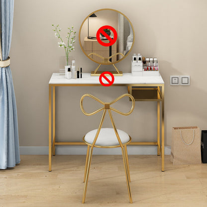 Glam Metall Waschtisch Make -up -Tisch Set Slate Top Waschtisch Schminktisch