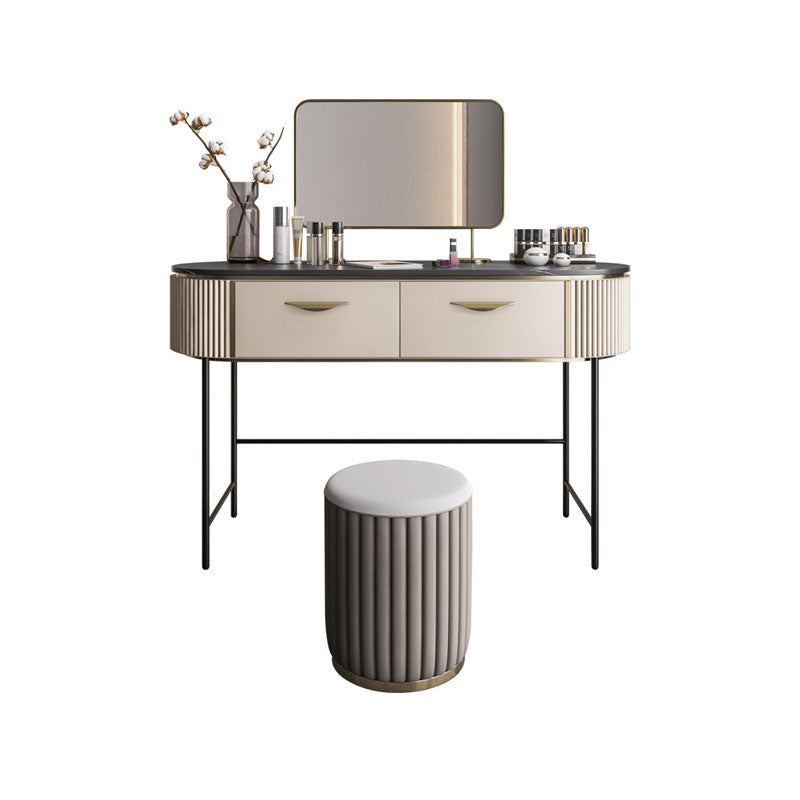 Zeitgenössisches Schlafzimmer mit Make-up-Tisch und Hocker Doppelschubladen Make-up Eitelkeit