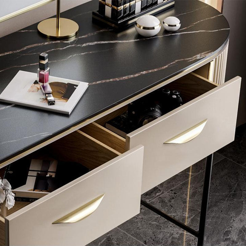 Zeitgenössisches Schlafzimmer mit Make-up-Tisch und Hocker Doppelschubladen Make-up Eitelkeit