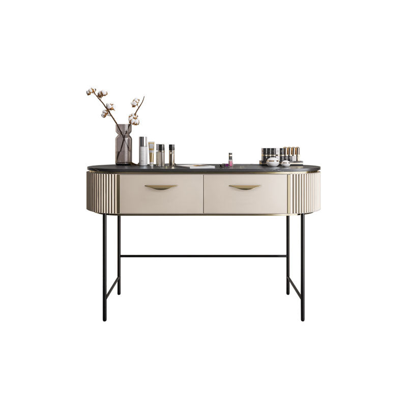 Zeitgenössisches Schlafzimmer mit Make-up-Tisch und Hocker Doppelschubladen Make-up Eitelkeit