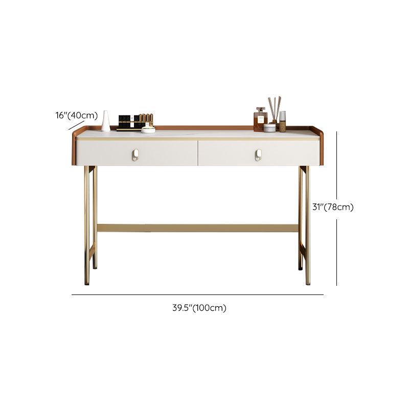 Glam -stijl stenen topkruidtafel voor slaapkamer oranje ijdelheid set
