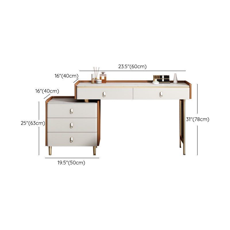 Glam -stijl stenen topkruidtafel voor slaapkamer oranje ijdelheid set