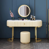 Table de vanité ovale en haut de pierre avec table de coiffure de maquillage de base en métal