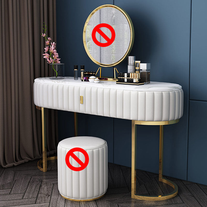 Table de vanité ovale en haut de pierre avec table de coiffure de maquillage de base en métal