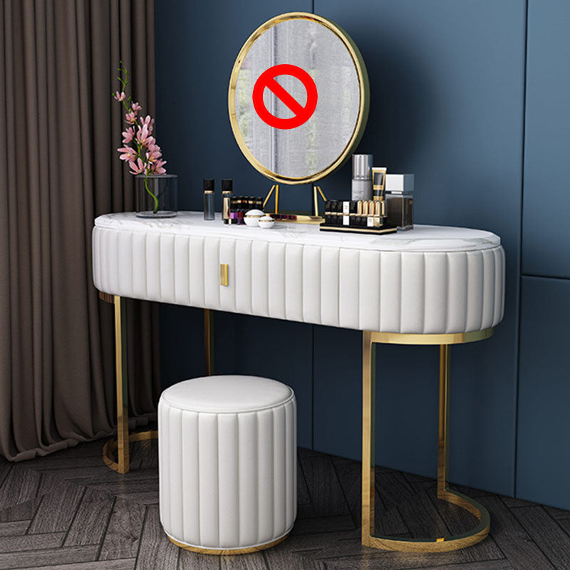 Table de vanité ovale en haut de pierre avec table de coiffure de maquillage de base en métal
