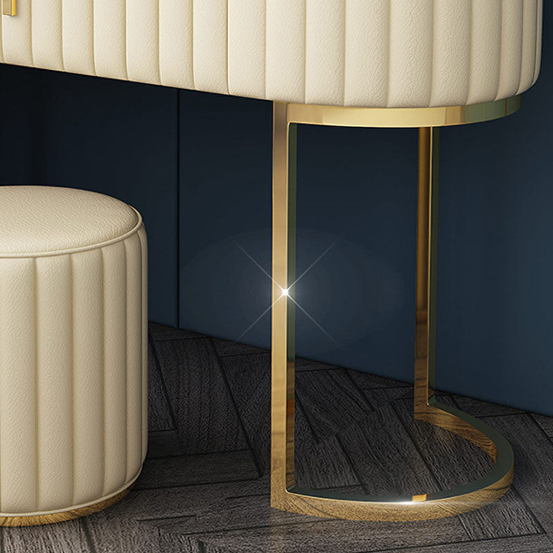 Table de vanité ovale en haut de pierre avec table de coiffure de maquillage de base en métal