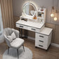 White Mirrored Vanity Bedroom Make-up Vanity Table Set with 5 Drawers Clearhalo 'Bedroom Furniture' 'furn' 'furn_makeup_vanities' 'Furniture' 'Makeup Vanities' 'makeup_vanities' 6174196