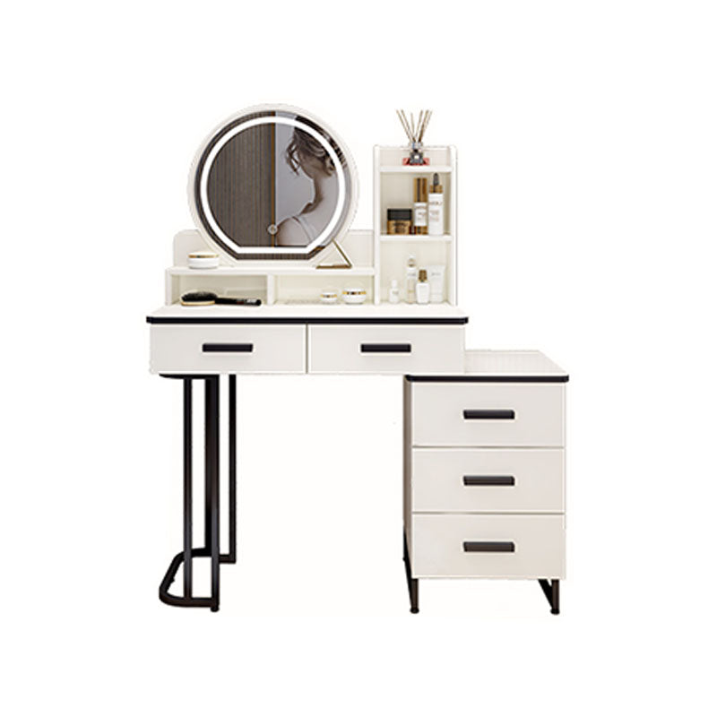 White Mirrored Vanity Bedroom Make-up Vanity Table Set with 5 Drawers Clearhalo 'Bedroom Furniture' 'furn' 'furn_makeup_vanities' 'Furniture' 'Makeup Vanities' 'makeup_vanities' 6174199
