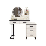 White Mirrored Vanity Bedroom Make-up Vanity Table Set with 5 Drawers Clearhalo 'Bedroom Furniture' 'furn' 'furn_makeup_vanities' 'Furniture' 'Makeup Vanities' 'makeup_vanities' 6174199