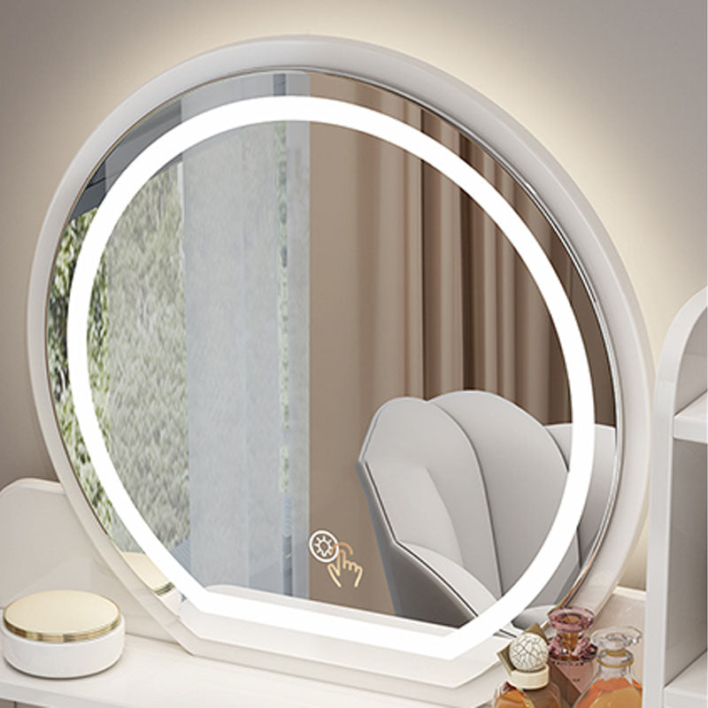 White Mirrored Vanity Bedroom Make-up Vanity Table Set with 5 Drawers Clearhalo 'Bedroom Furniture' 'furn' 'furn_makeup_vanities' 'Furniture' 'Makeup Vanities' 'makeup_vanities' 6174200