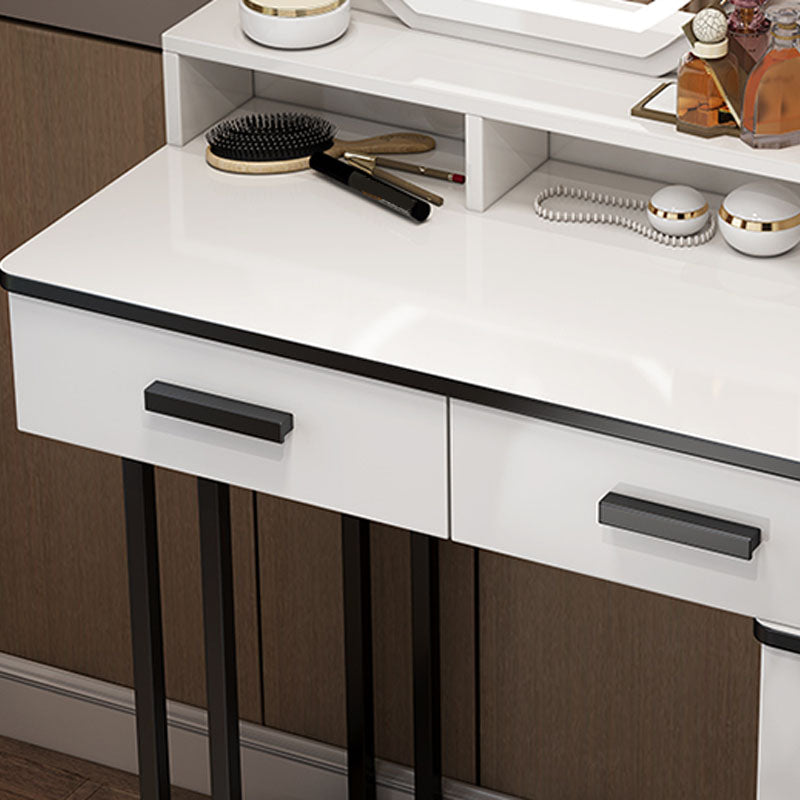 White Mirrored Vanity Bedroom Make-up Vanity Table Set with 5 Drawers Clearhalo 'Bedroom Furniture' 'furn' 'furn_makeup_vanities' 'Furniture' 'Makeup Vanities' 'makeup_vanities' 6174201