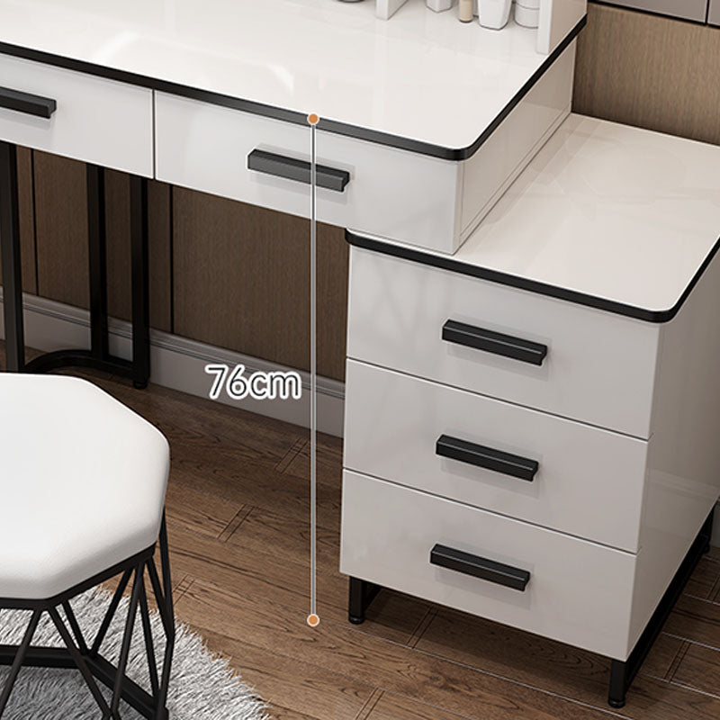 White Mirrored Vanity Bedroom Make-up Vanity Table Set with 5 Drawers Clearhalo 'Bedroom Furniture' 'furn' 'furn_makeup_vanities' 'Furniture' 'Makeup Vanities' 'makeup_vanities' 6174205