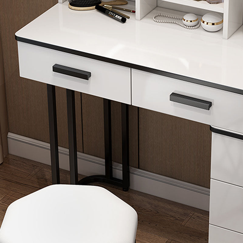 White Mirrored Vanity Bedroom Make-up Vanity Table Set with 5 Drawers Clearhalo 'Bedroom Furniture' 'furn' 'furn_makeup_vanities' 'Furniture' 'Makeup Vanities' 'makeup_vanities' 6174206