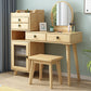Set di vanità in legno con sgabelli e specchio 4 cassetti comò moderno stile