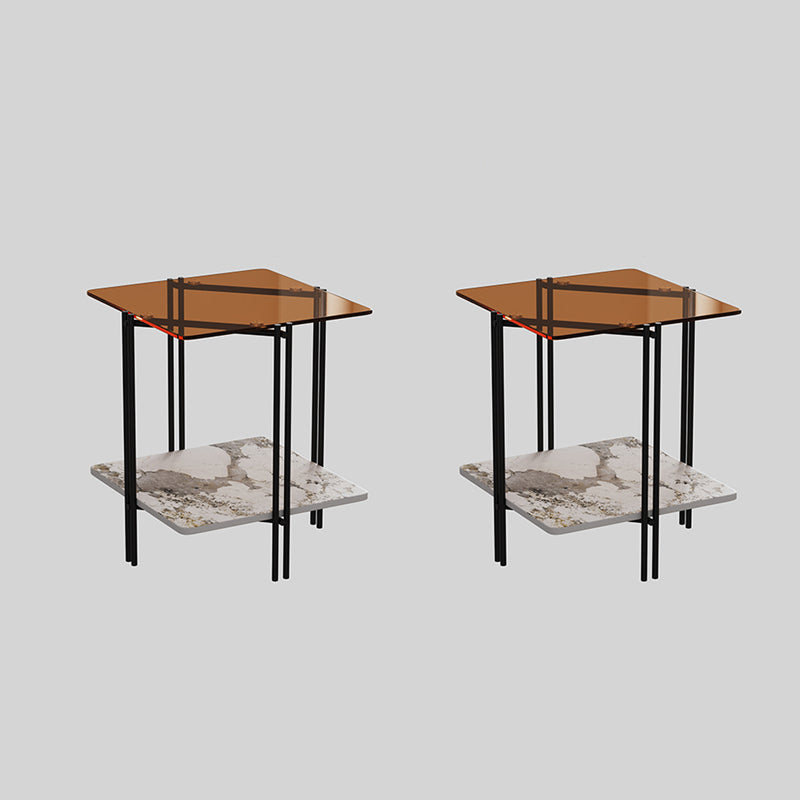 Tabla de esquina cuadrada moderna 4 Pats Table lateral con almacenamiento