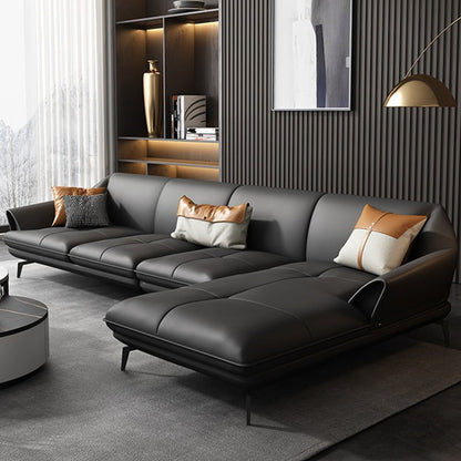 Moderno soggiorno in vetro stazionario in pelle stazionaria a sedere cuscinetti a braccio svasato