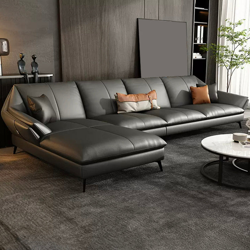 Contemporary Cushions Flared Arm Faux Leather Stationary Seating