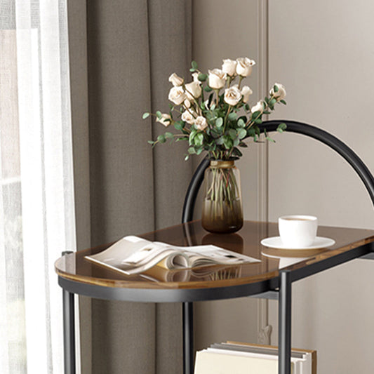 Modern Glass Corner Table Double Tier Side End Table with Storage