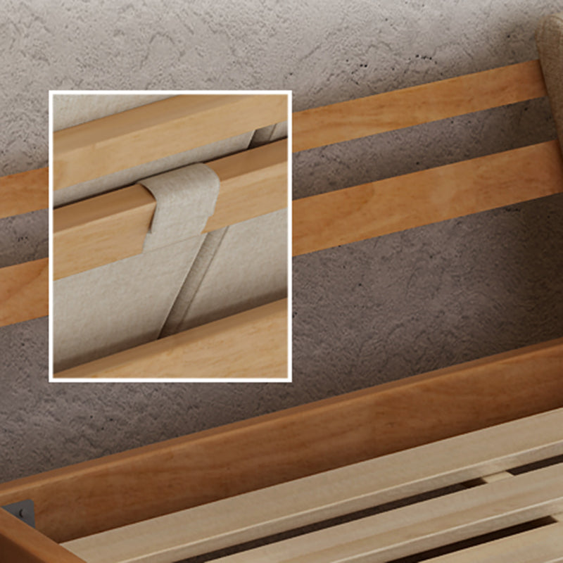Contemporary Wooden Standard Bed, Upholstered Headboard Bed Frame