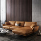Contemporary Stationary Genuine Leather Pillows Flared Arm Seating