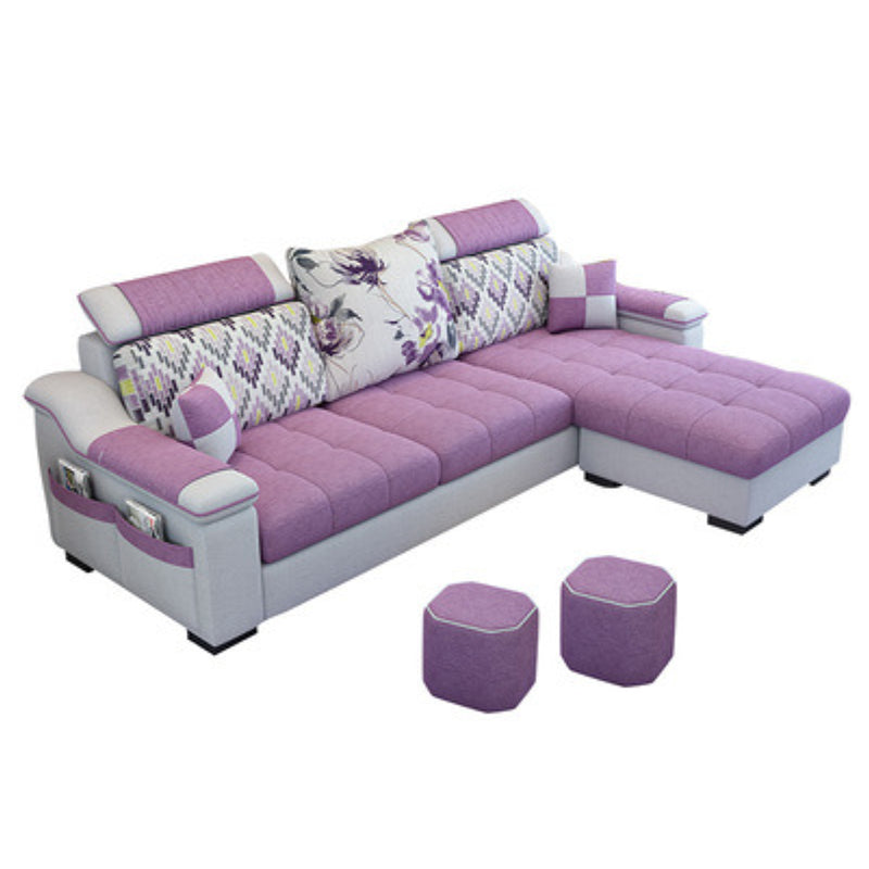 Nordic with Storage Fabric Living Room Pillows Slipcovered Seating Dark Purple Clearhalo 'furn' 'furn_sectionals' 'Furniture' 'Living Room Furniture' 'Sectionals' 6174470