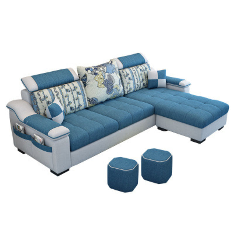 Nordic with Storage Fabric Living Room Pillows Slipcovered Seating Dark Blue Clearhalo 'furn' 'furn_sectionals' 'Furniture' 'Living Room Furniture' 'Sectionals' 6174472
