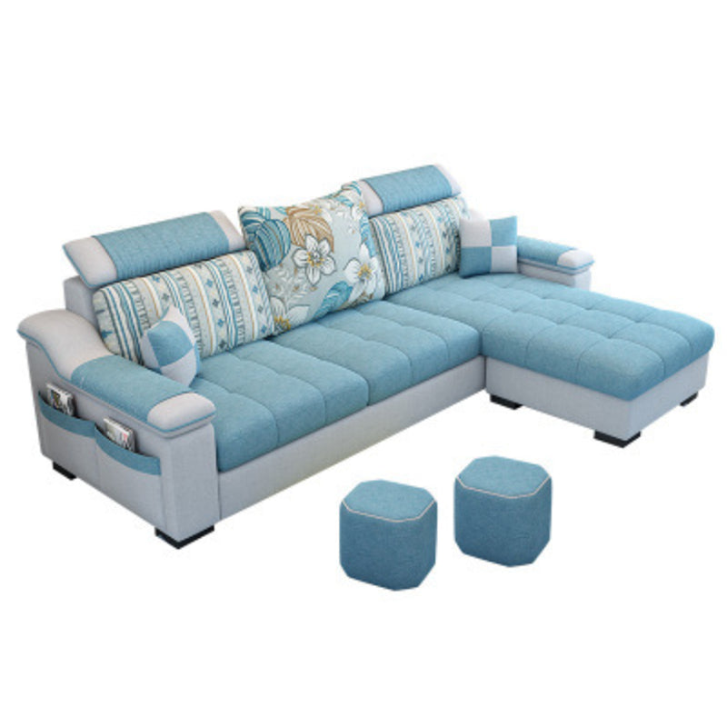 Nordic with Storage Fabric Living Room Pillows Slipcovered Seating Blue Clearhalo 'furn' 'furn_sectionals' 'Furniture' 'Living Room Furniture' 'Sectionals' 6174473