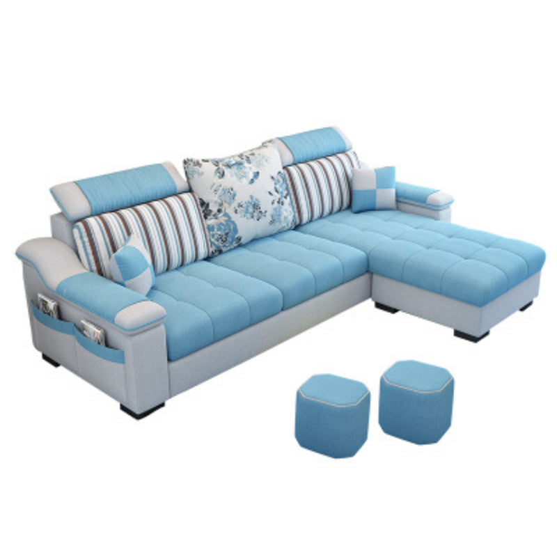 Nordic with Storage Fabric Living Room Pillows Slipcovered Seating Light Blue Clearhalo 'furn' 'furn_sectionals' 'Furniture' 'Living Room Furniture' 'Sectionals' 6174476
