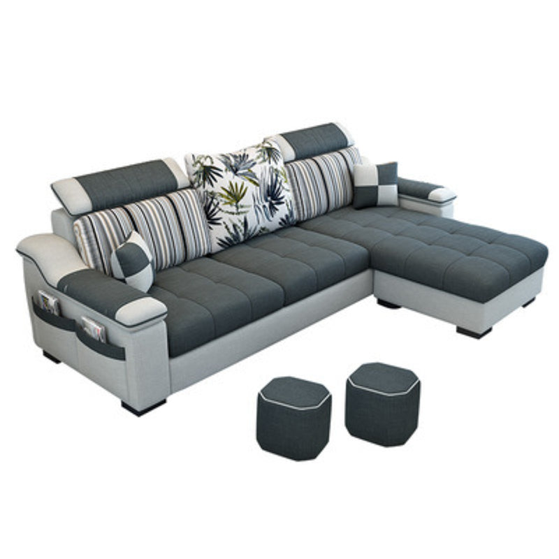 Nordic with Storage Fabric Living Room Pillows Slipcovered Seating Dark Gray Clearhalo 'furn' 'furn_sectionals' 'Furniture' 'Living Room Furniture' 'Sectionals' 6174483