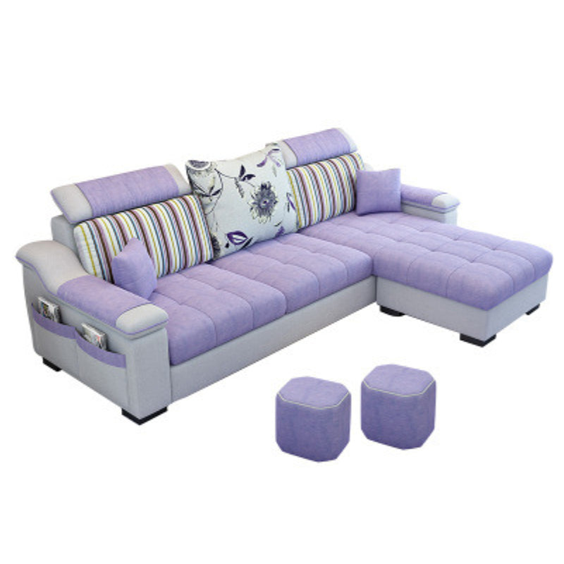 Nordic with Storage Fabric Living Room Pillows Slipcovered Seating Purple Clearhalo 'furn' 'furn_sectionals' 'Furniture' 'Living Room Furniture' 'Sectionals' 6174486