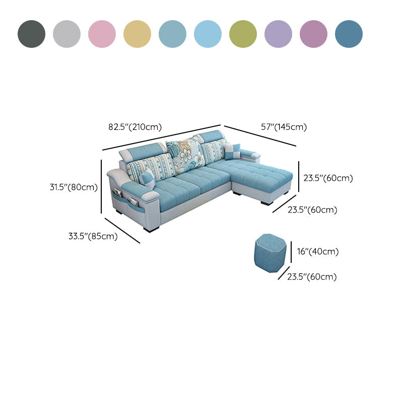 Nordic with Storage Fabric Living Room Pillows Slipcovered Seating Clearhalo 'furn' 'furn_sectionals' 'Furniture' 'Living Room Furniture' 'Sectionals' 6174487