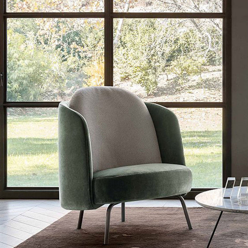 Modern Style Recessed Arms Chair with Black Metal Basic Four Leg Green 1 Piece Clearhalo 'Accent Chairs' 'accent_chairs' 'Chairs & Seating' 'furn' 'furn_accent_chairs' 'Furniture' 'Living Room Furniture' 6174507
