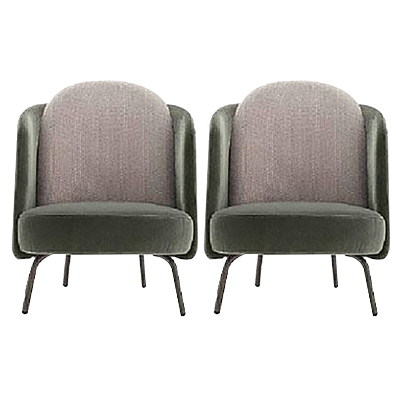 Modern Style Recessed Arms Chair with Black Metal Basic Four Leg Green 2 Piece Set Clearhalo 'Accent Chairs' 'accent_chairs' 'Chairs & Seating' 'furn' 'furn_accent_chairs' 'Furniture' 'Living Room Furniture' 6174508