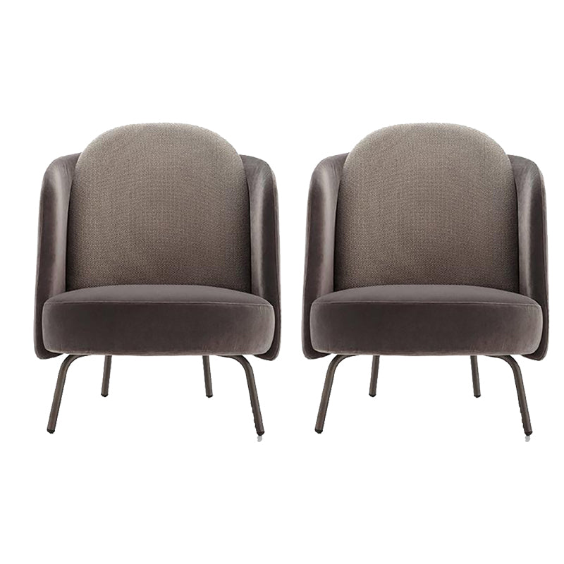 Modern Style Recessed Arms Chair with Black Metal Basic Four Leg Brown 2 Piece Set Clearhalo 'Accent Chairs' 'accent_chairs' 'Chairs & Seating' 'furn' 'furn_accent_chairs' 'Furniture' 'Living Room Furniture' 6174509